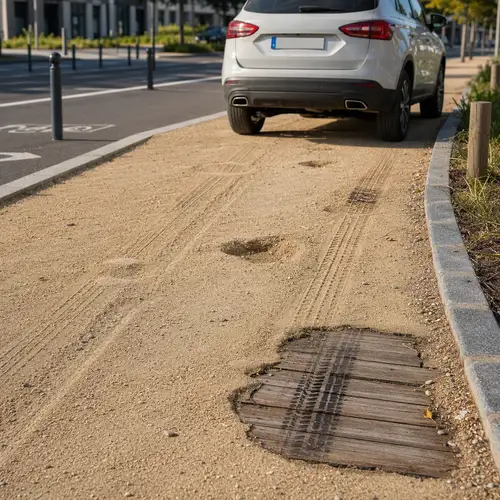 Rouler sur une zone faite pour lirriguer les arbres